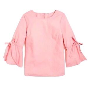 J. Crew Pink Bell Sleeve Poplin Blouse Size Small